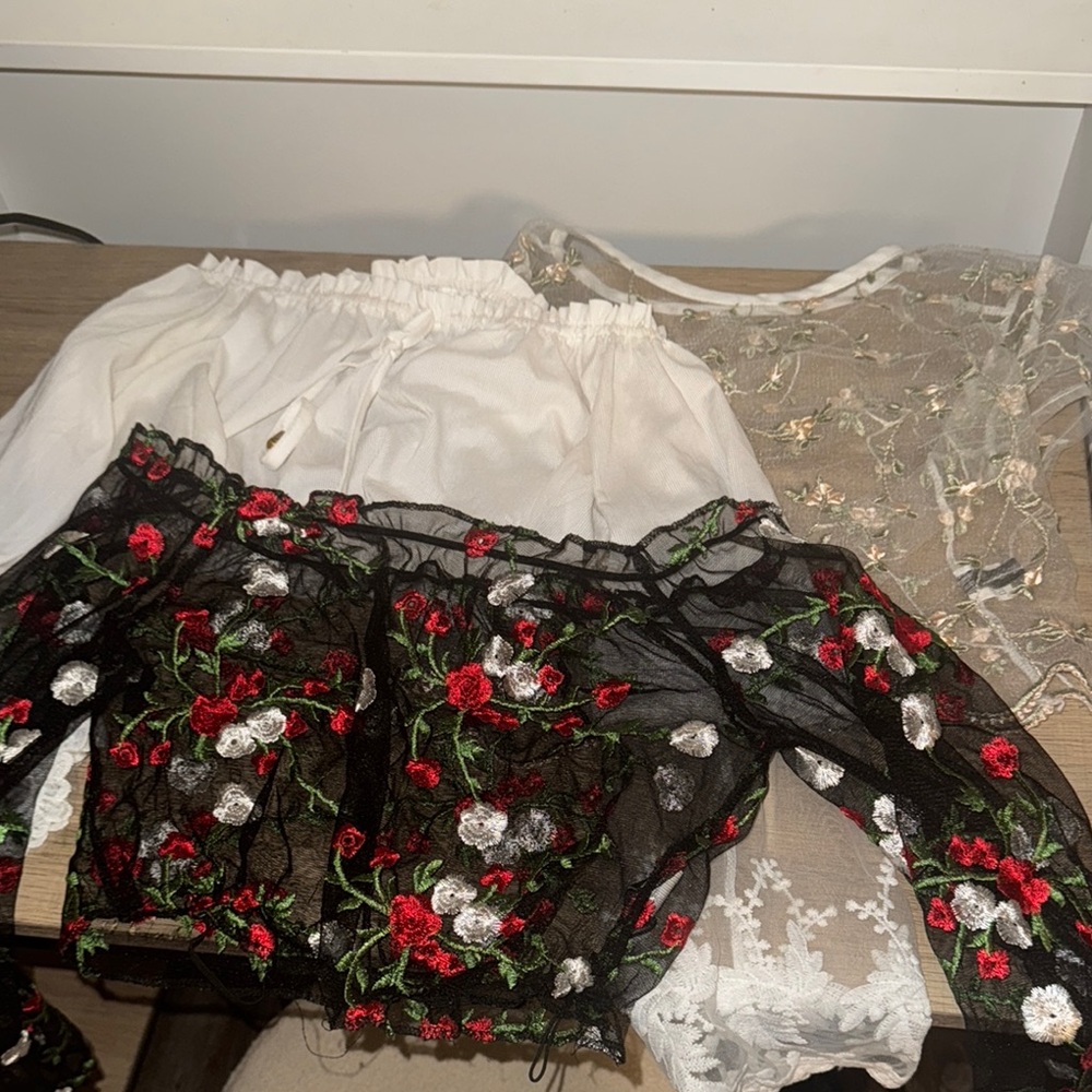 Floral Embroidered Black Skirt